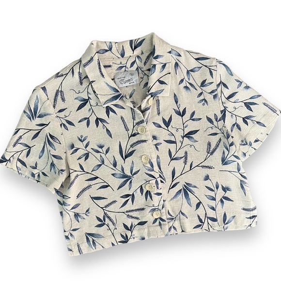 Vintage Floral Knit Cropped Button Down Top - Picture 5 of 9